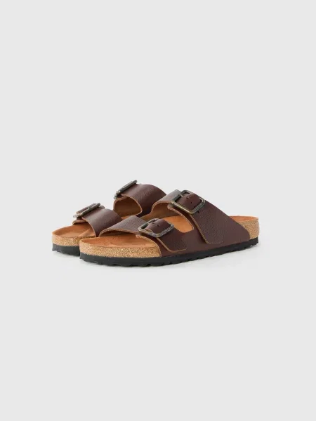 Birkenstock șlapi de piele Arizona Vintage Wood Wire Buckle maro