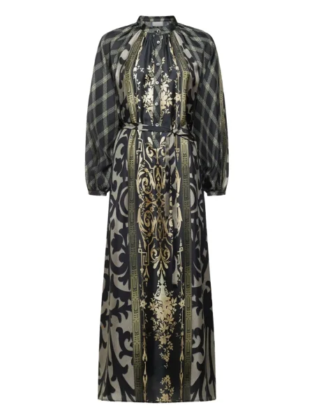 Rochie maxi Pierre-louis Mascia cu imprimeu geometric de costum negru