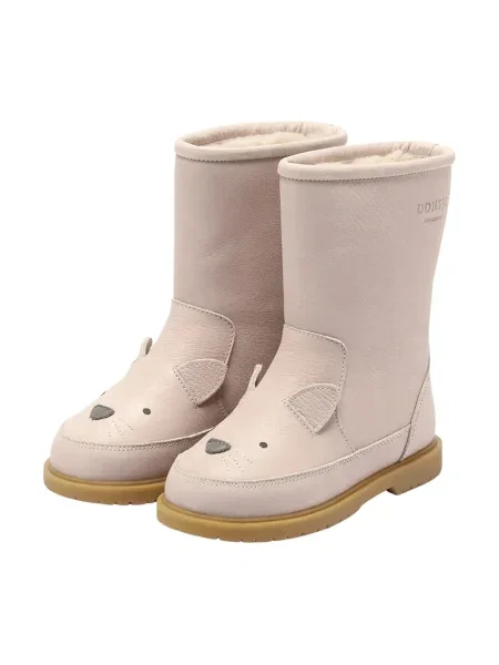 Donsje Детски кожени зимни обувки Wadudu Classic Boots Cat розово
