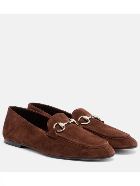 Pantofi loafer Gucci din piele de căprioară maro