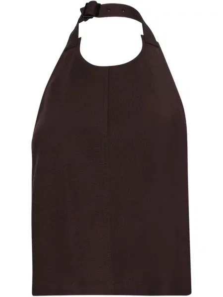 Top Wardrobe.nyc cu gât halter cu spatele deschis maro