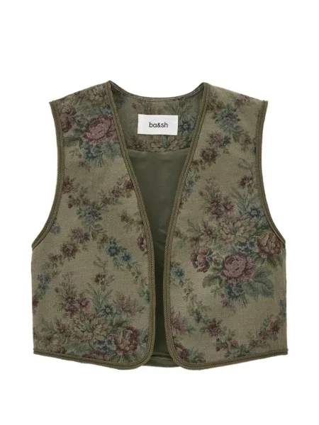 Vestă Ba&sh cu model floral verde
