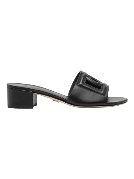 Klapki Dolce And Gabbana skórzane czarne
