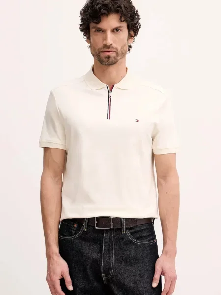 Tommy Hilfiger polo gładki beżowy
