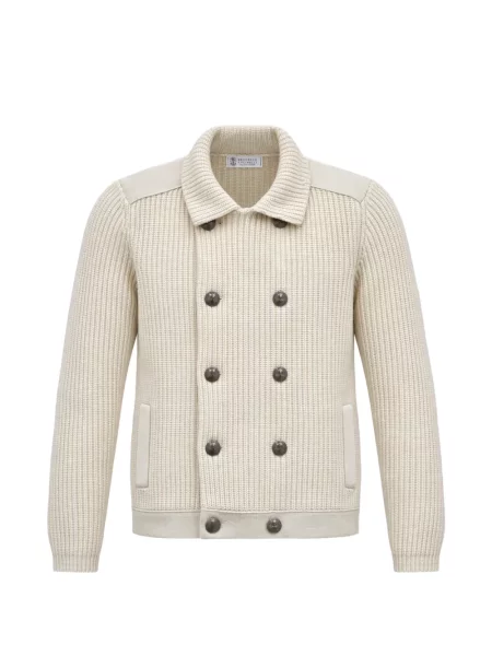 Cardigan Brunello Cucinelli tricotate cu două rânduri de nasturi