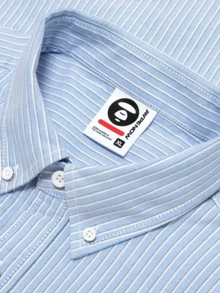 Cămașă Aape By A Bathing Ape cu broderie cu dungi albastru