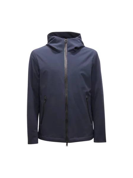Kurtka Woolrich z kapturem softshell niebieska