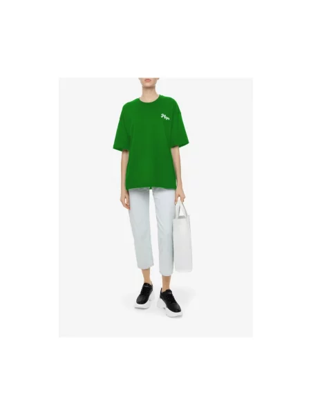 Lniana koszulka Msgm zielona
