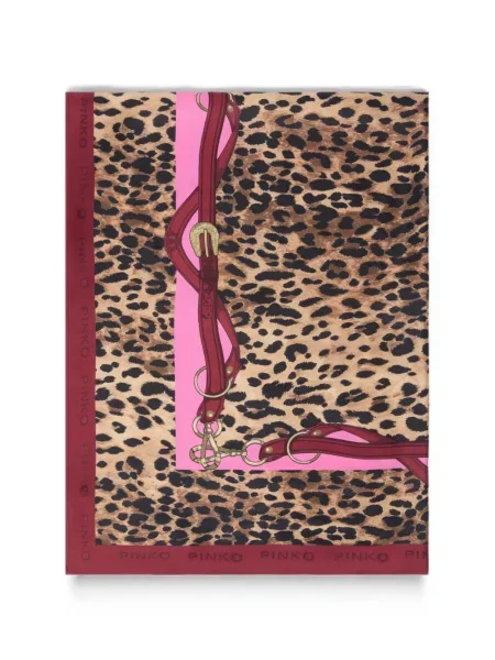 Fular Pinko cu imagine cu model leopard roșu