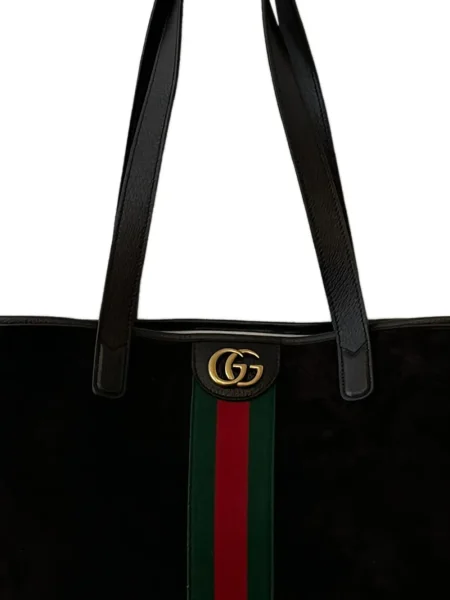 Ριγέ τσάντα Gucci σουέτ μαύρο