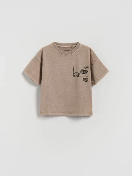 Reserved Tricou cu imprimeu bej