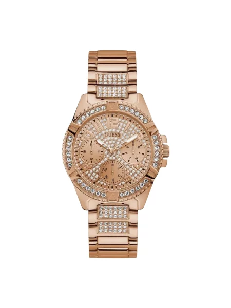 Lniany zegarek Guess różowy