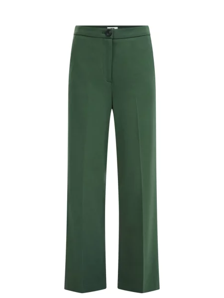 WE Fashion Pantaloni cu dungă închis verde