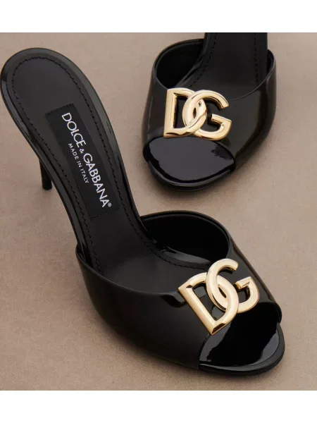 Kožené lakované mules Dolce&gabbana čierna
