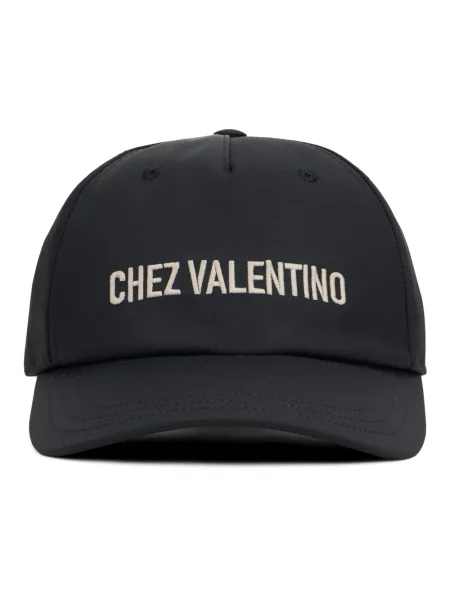 Lniana czapka z daszkiem Valentino Garavani czarna