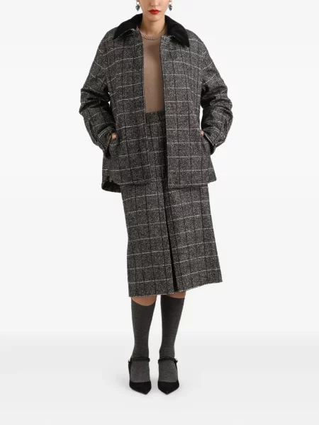 Geacă Dolce & Gabbana de catifea cord în carouri negru