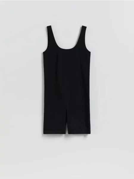 Reserved Ребристий комбінезон чорний