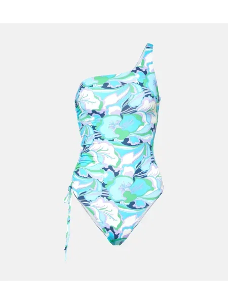 Costum de baie Melissa Odabash cu model floral cu un umăr gol albastru