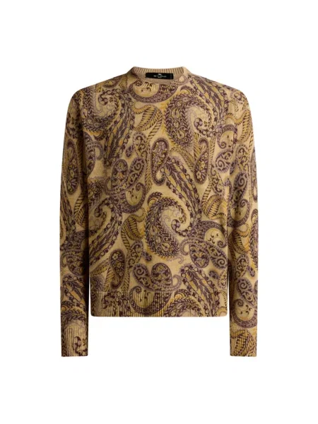 Sweter Etro z nadrukiem z wzorem paisley brązowy