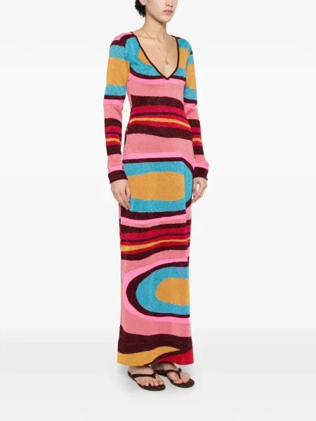 Rochie maxi Circus Hotel cu imprimeu abstract de costum roz