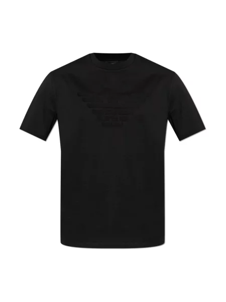 Koszulka Emporio Armani z logo z dżerseju czarna