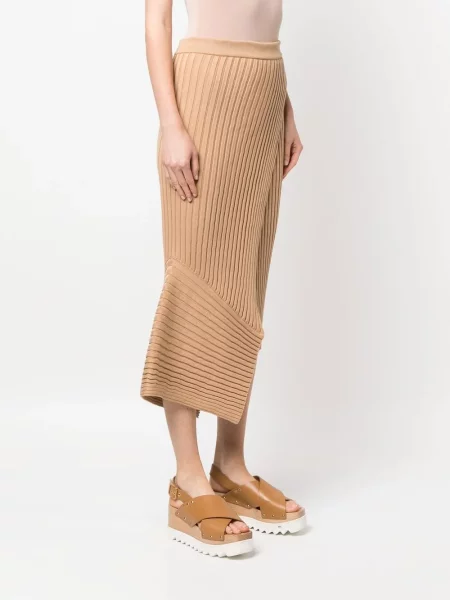 Pletené asymetrické sukně Stella Mccartney hnědé