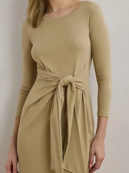 Платье миди Lauren Ralph Lauren бежевое
