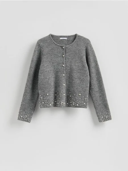 Reserved Кардиган з аплікацією середньо-сірий сірий