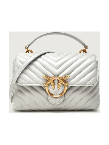 Geanta de piele Pinko din piele gri