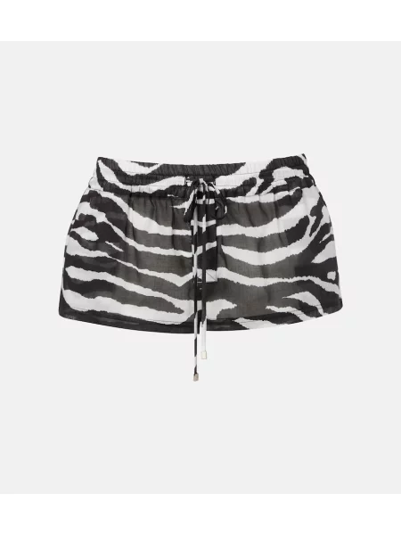Pantaloni scurți The Attico cu imagine din muselină cu model zebră negru