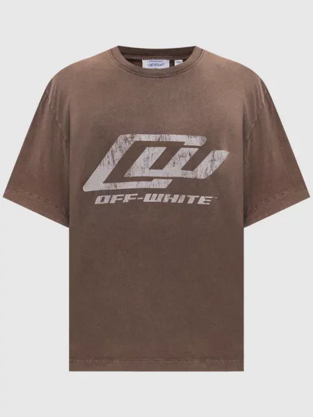 Футболка з принтом логотипа Off-white коричнева