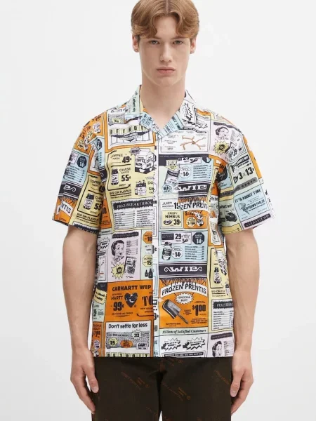 Carhartt WIP cămașă din amestec de in S/S Catalogue Shirt cu guler clasic relaxed