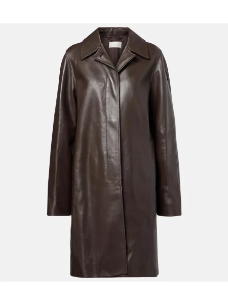 Geanta de piele The Row maro