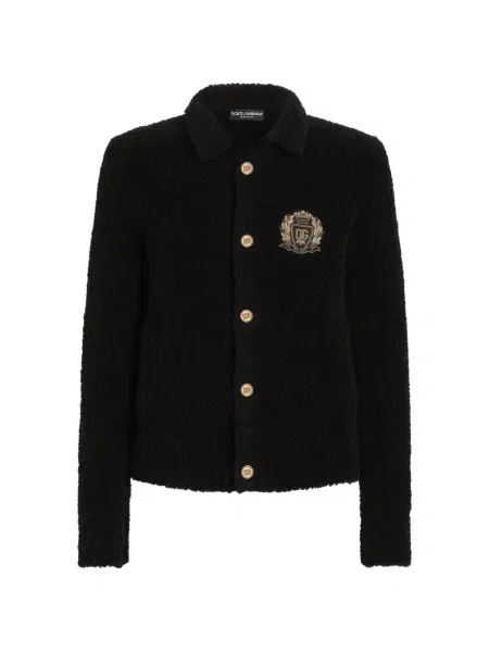 Cardigan Dolce & Gabbana cu broderie din lână alpaca negru