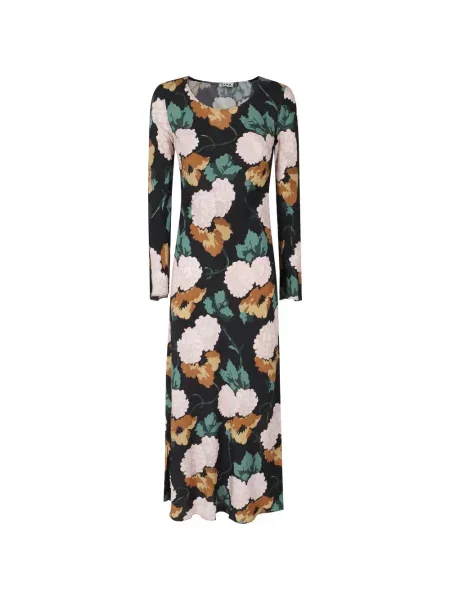 Lung rochie Rixo cu model floral cu imagine gri