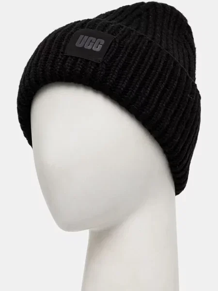 UGG čiapka beanie dámska s prímesou vlny čierna