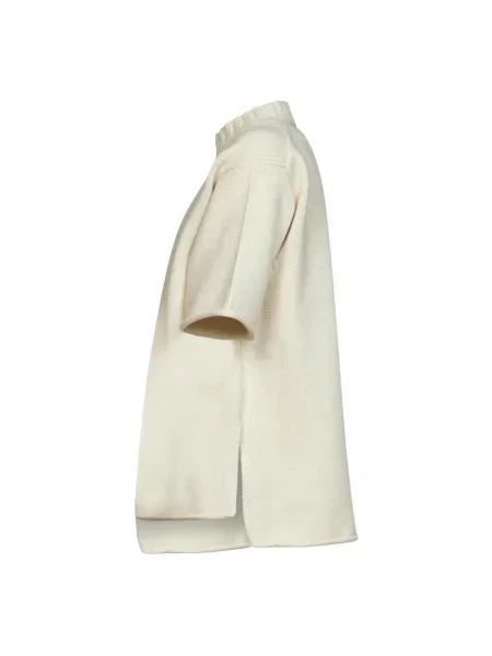 Sweter Bottega Veneta wełniany z okrągłym dekoltem beżowy