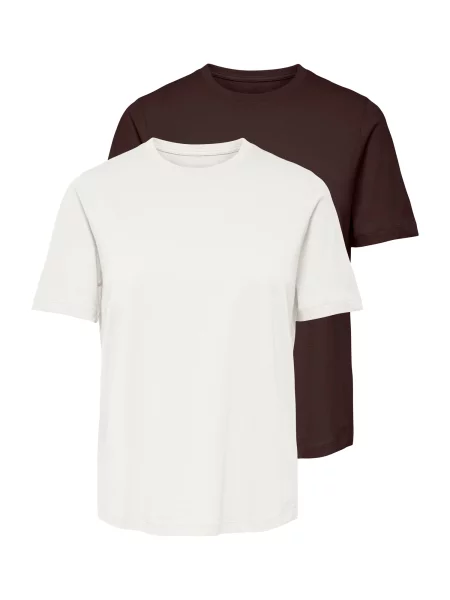 ONLY Tricou ONLHAPPY maro închis alb