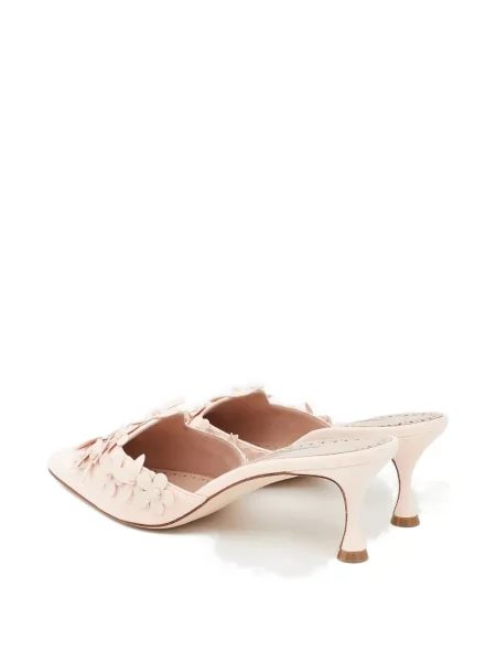 Φλοράλ mules Manolo Blahnik σουέντ ροζ