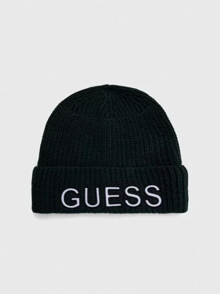 Шапка с вълна Guess зелено