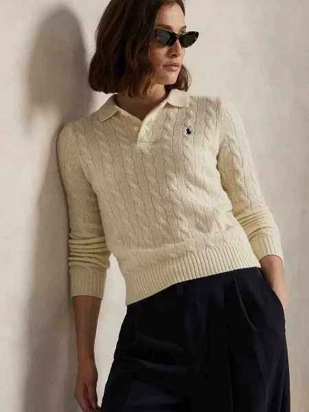 Polo Ralph Lauren Pulover bej deschis alb