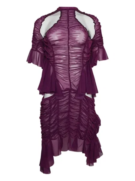 Rochie mini Ester Manas cu volane de costum mini violet