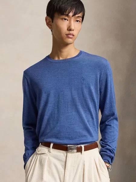 Polo Ralph Lauren pulover pentru bărbați din lână albastru