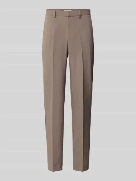 Spodnie materiałowe o kroju slim fit z dodatkiem Lindbergh beżowe