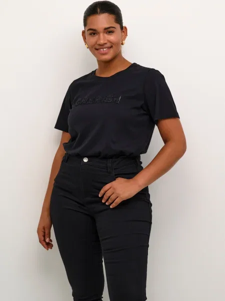KAFFE CURVE Tricou negru