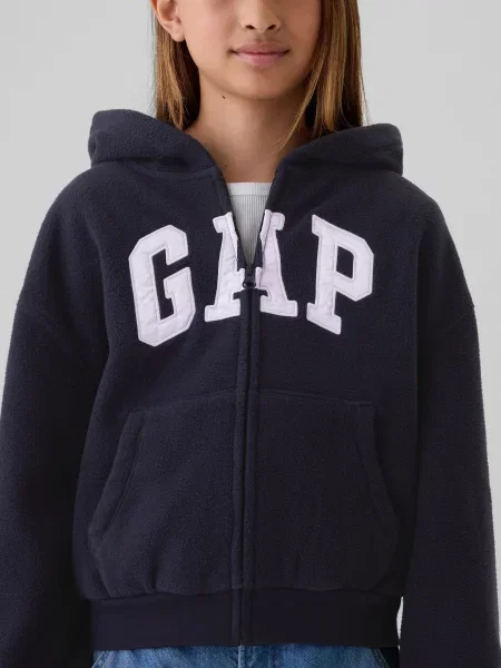 Gyerek fleece melegítő felső Gap fekete