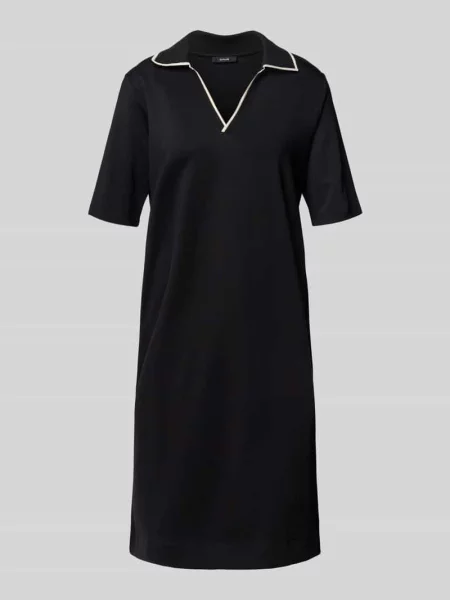 Sukienka T-shirtowa o długości do kolan z wykładanym kołnierzem model ‘Wembli’ Opus czarna