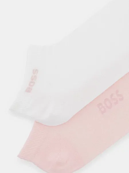 Krótkie skarpety z detalem z logo w zestawie 2 szt. Boss różowe