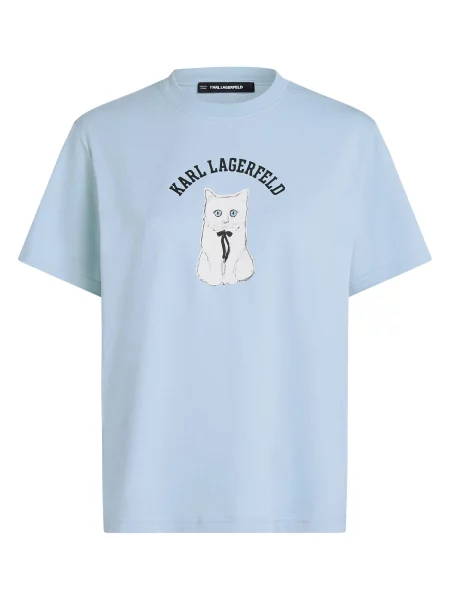 Karl Lagerfeld Tricou Choupette-Skizze albastru deschis / negru alb