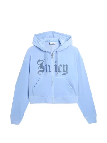 Hanorac cu glugă Juicy Couture cu autograf albastru
